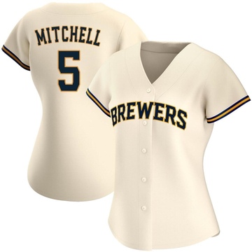 Nike Men's Milwaukee Brewers Garrett Mitchell #5 Cream Home Cool