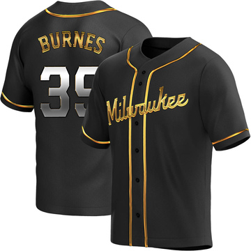 Nike Men's Milwaukee Brewers Corbin Burnes #39 Navy Cool Base Jersey