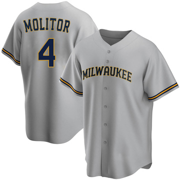 Brewers #4 Paul Molitor Grey Cool Base Stitched Youth Baseball Jersey on  sale,for Cheap,wholesale from China